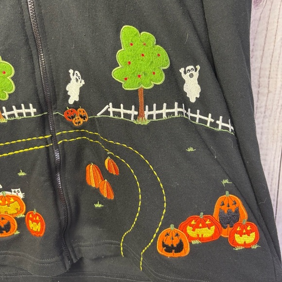 Vintage Embroidered Halloween zip up Jacket Medium - Picture 5 of 8